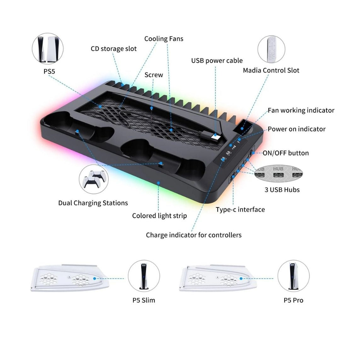 GamerThrive PS5 Slim Charging & Storage Stand